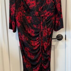 Torrid Black and Red Floral High Low Dress